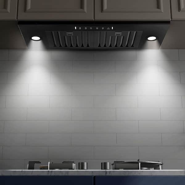 36 in. 900 CFM Ductless Convertible Insert Range Hood in Black Stainless Steel with LED Light Gesture Sensing and Filter