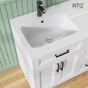 60 in. W x 22 in. D x 34 in.H Double Sink Freestanding Bath Vanity in White Bathroom Vanity Cabinet with White Resin Top