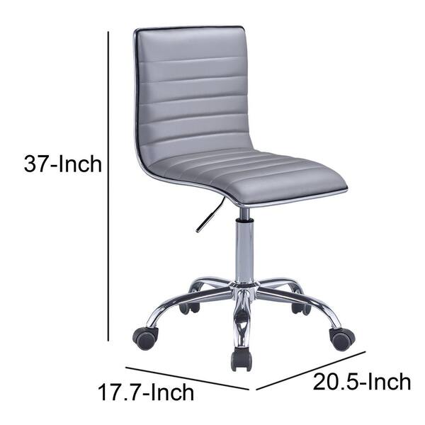 Benjara Silver Armless Leatherette Swivel Office Chair With Adjustable Height And Metal Base Bm194307 The Home Depot