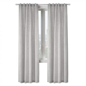 Danbury Silver Polyester Textured Jacquard 52 in. W x 95 in. L Dual Header Indoor Light Filtering Curtain (Single-Panel)