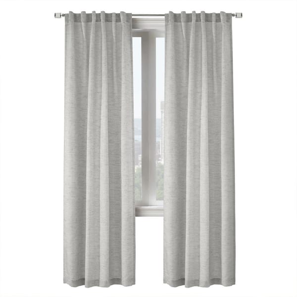 Habitat Danbury Silver Polyester Textured Jacquard 52 in. W x 95 in. L Dual Header Indoor Light Filtering Curtain (Single-Panel)