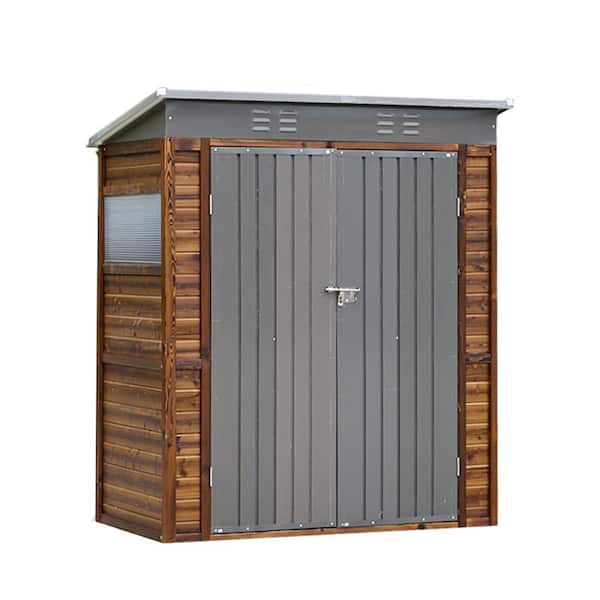 5 ft. W x 3 ft. D Brown Wood Outdoor Storage Shed with Lockable Door and Gray Iron Roof (15 sq. ft. )