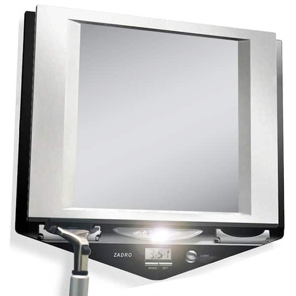 Zadro 9 in. x 9 in. Fog-Free Lighted Shaving Mirror in Stainless Steel and Black