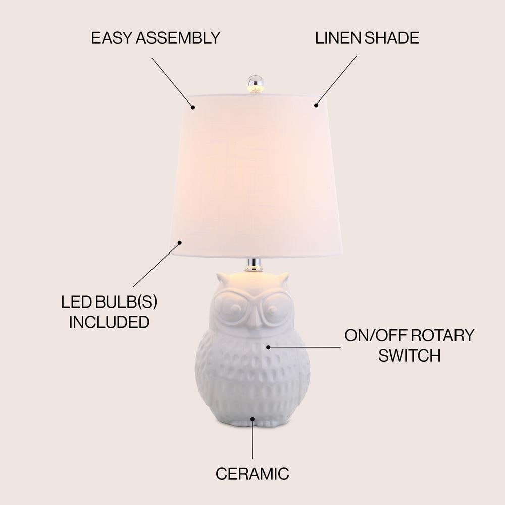 Hoot 20.5" White Ceramic Owl Mini LED Table Lamp
