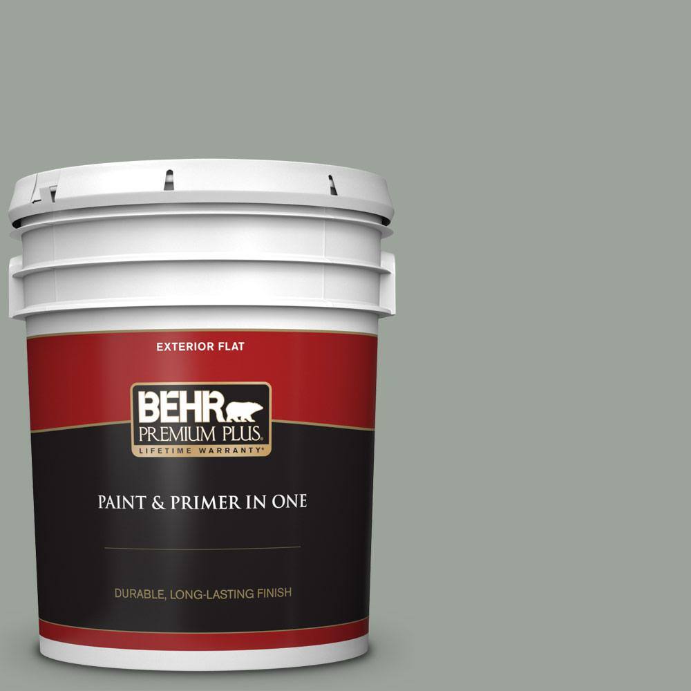 BEHR PREMIUM PLUS 5 gal. 710F4 Sage Gray Flat Exterior BEHR PREMIUM PLUS 5 gal. 710F4 Sage Gray Flat Exterior