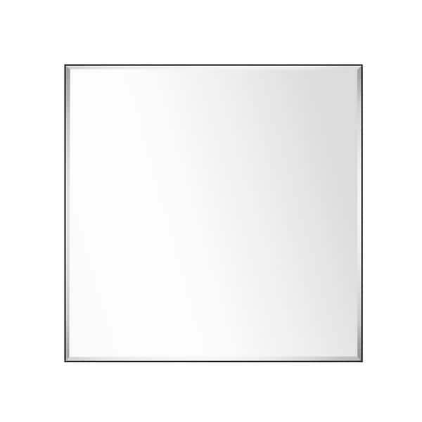 GETLEDEL 36 in. W x 36 in. H Square Framed Beveled Edge Wall Mounted Bathroom Vanity Mirror in Black