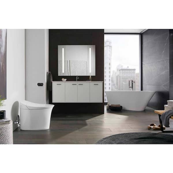 Veil Comfort Height Intelligent 1-Piece 0.8 GPF Dual Flush Elongated Toilet in White with built in bidet, Seat Included