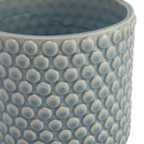 Storied Home 6 in. Round Sky Blue and Cream Stoneware with Crackle 