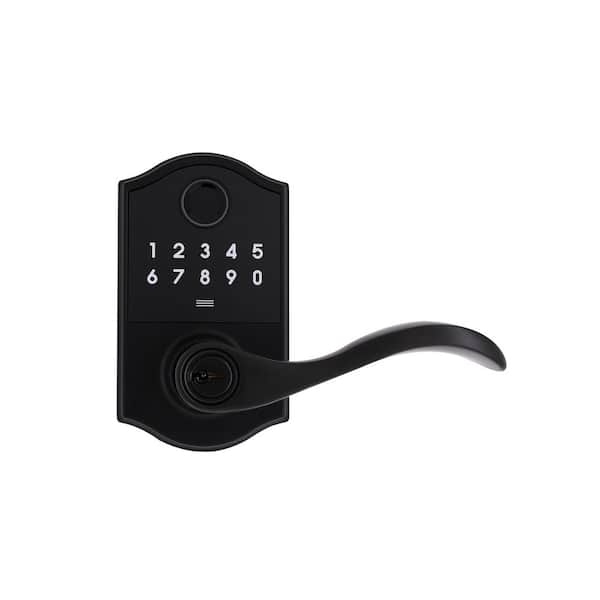 Castle Matte Black Naples Fingerprint Electronic Keypad Door Lever