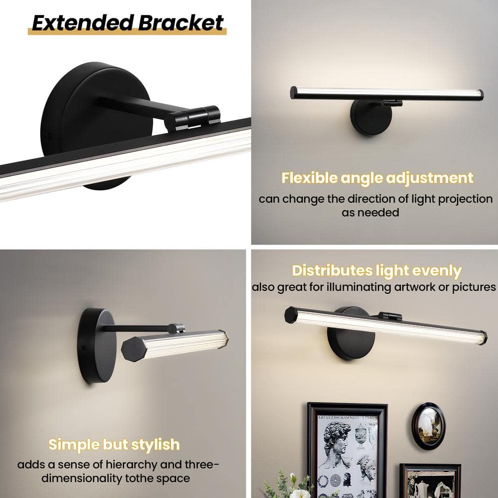 22-Inch Matte Black and Acrylic LED Vanity Light Bar