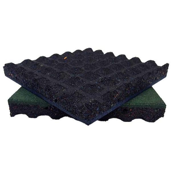 04-126-GR-4pk 4 Pack Green Rubber-Cal Eco-Safety Interlocking Playground Tiles 11 Square Feet Coverage 2.50 x 19.5 x 19.5 inch