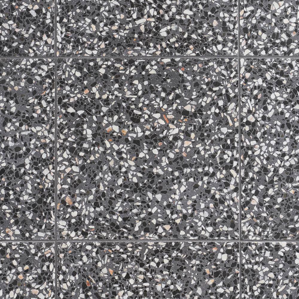 Raleigh 16.14" Polished Black and White Terrazzo Floor and Wall Tile