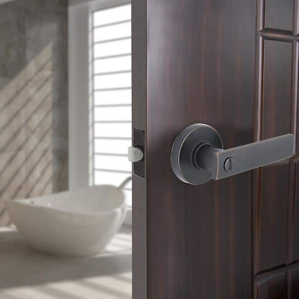 Westwood Aged Bronze Bed/Bath Door Handle with Round Rose