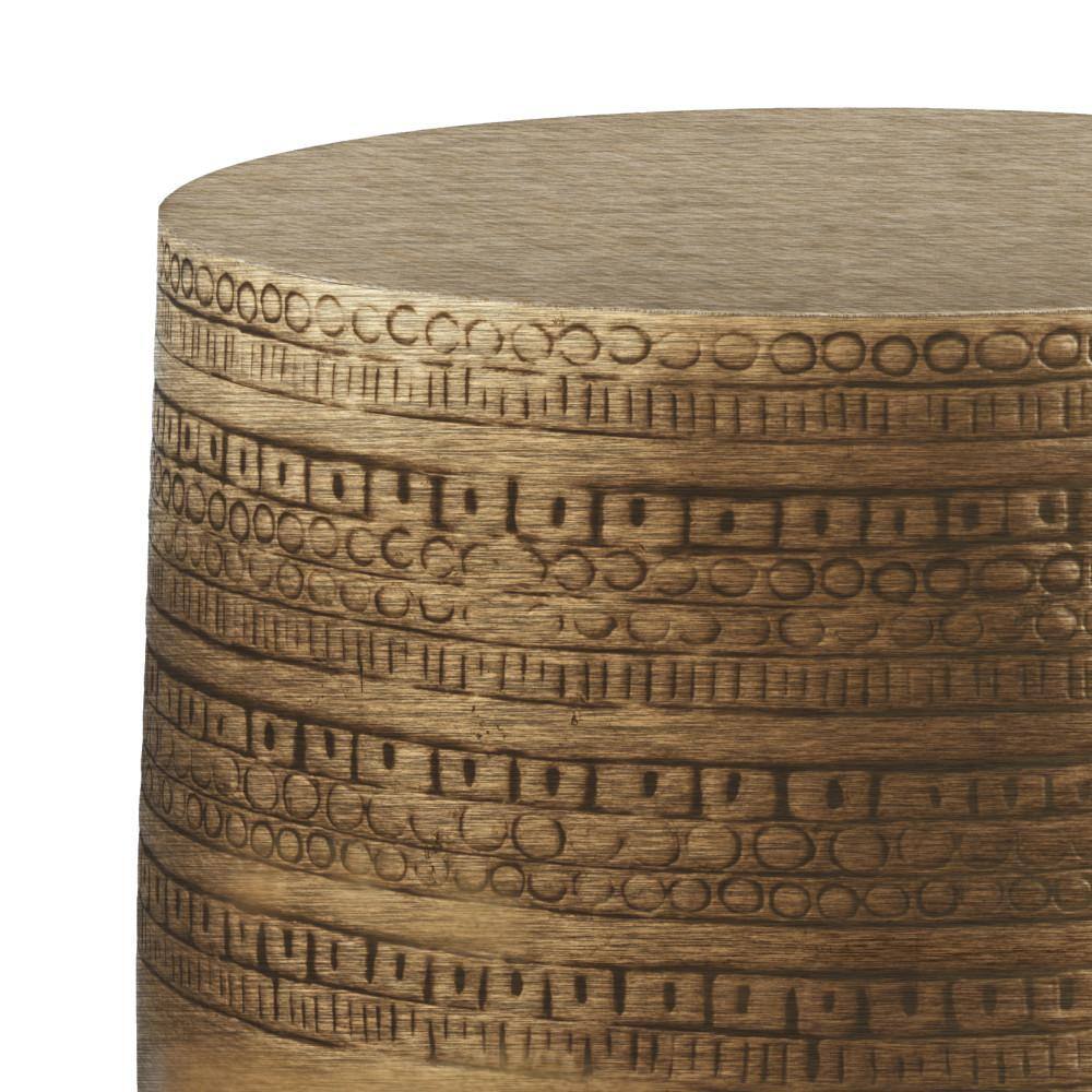 Antique Gold Round Stone Top Metal Accent Table
