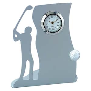 Chrome Drive Golf Themed Metal Desk Clock
