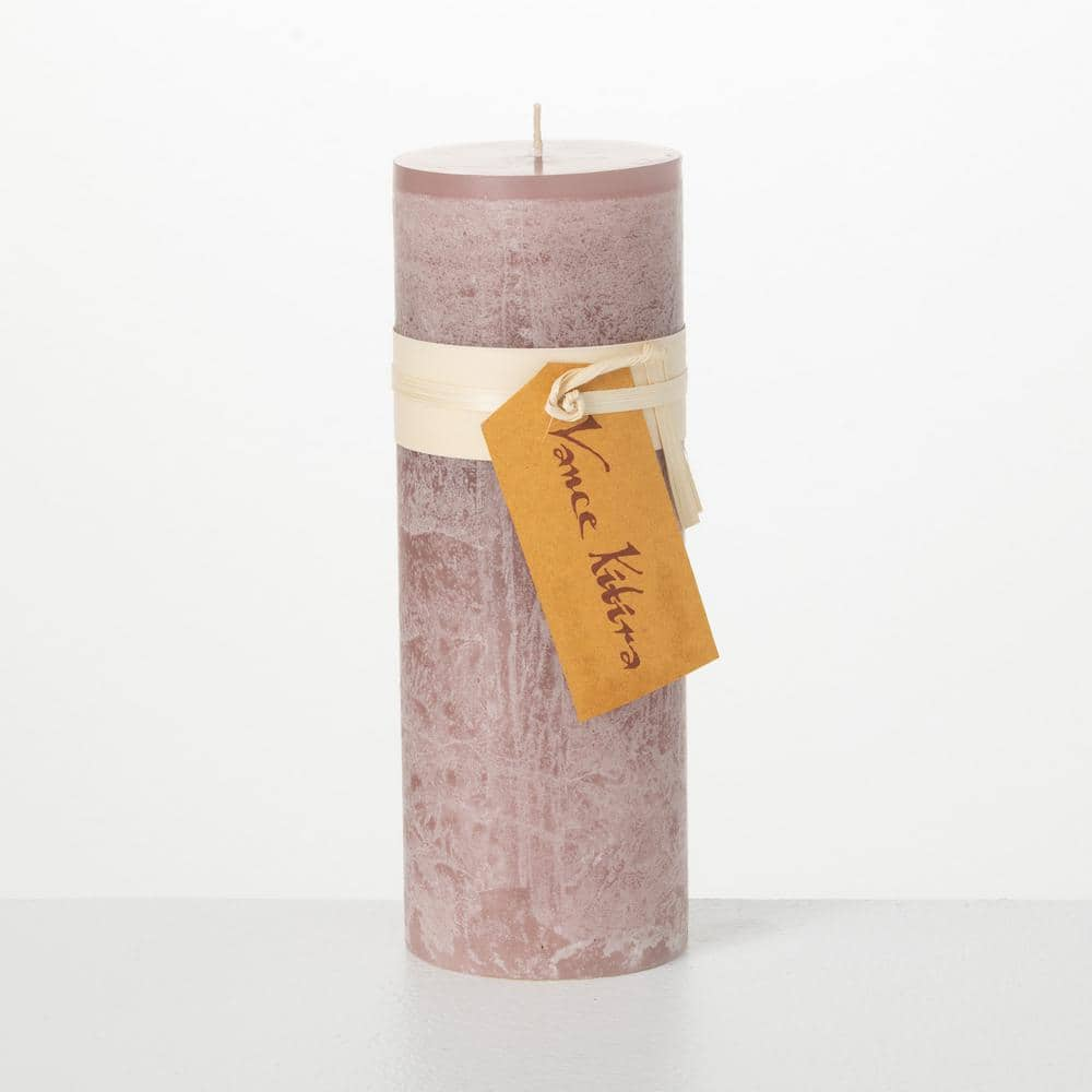 Vance Kitira 9 in. Rustic Mauve Timber Pillar Candle CT247RMV - The ...