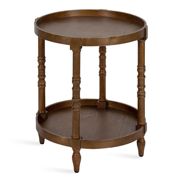 Kate and Laurel Bellport 20 in. Rustic Brown Round MDF Top End Table