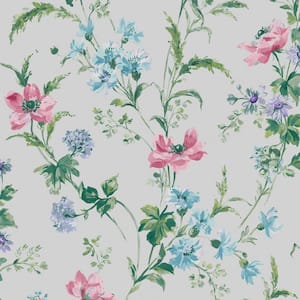 Poppy Meadow Pale Violet Wallpaper