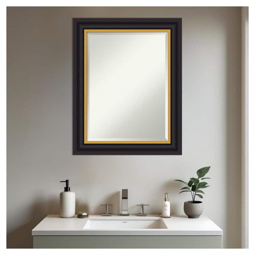 Sierra Black Brown 23.5 in. x 29.5 in. Beveled Modern Rectangle Wood Framed Bathroom Wall Mirror price history on PriceWatchPro