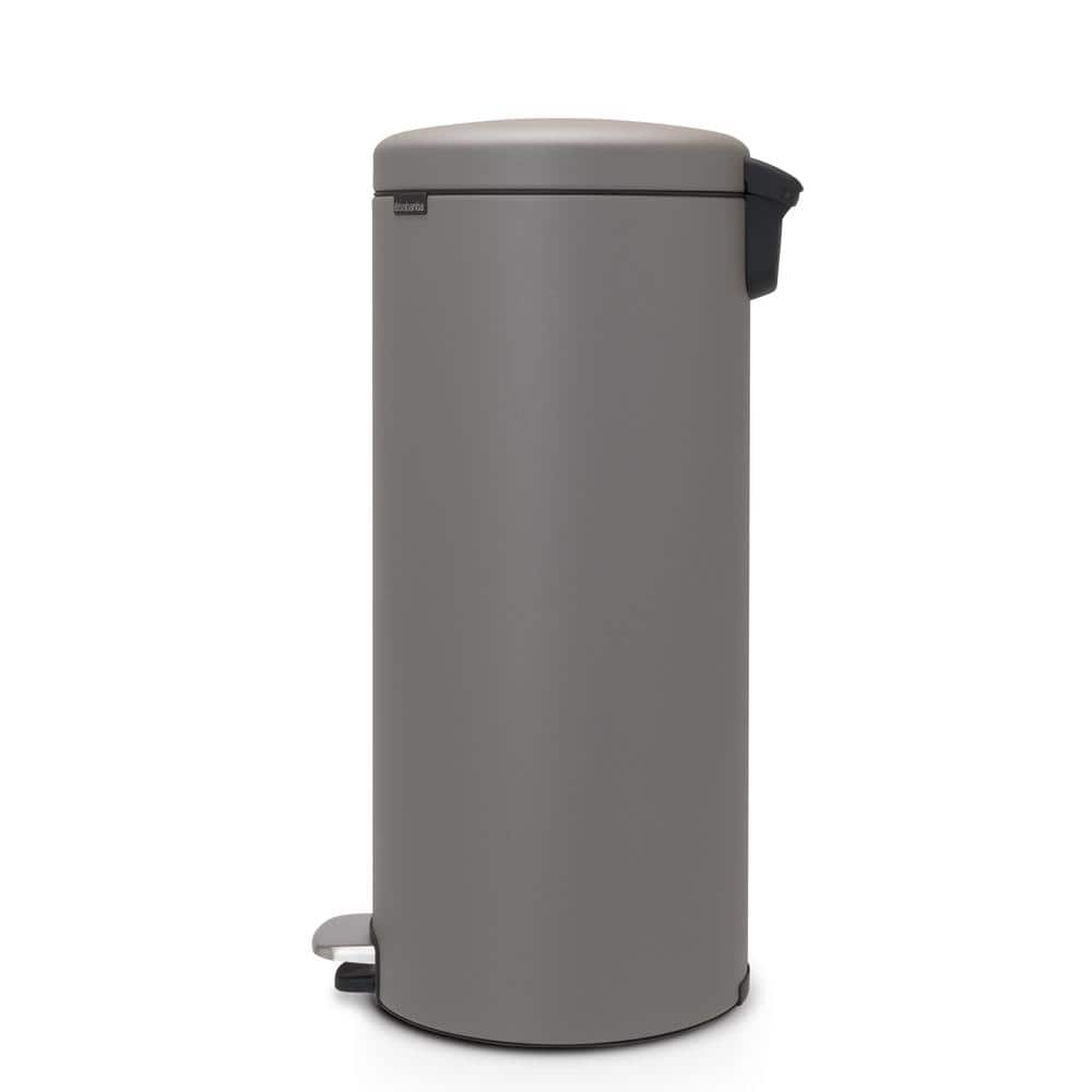 Mineral Concrete Gray Plastic Step-On Kitchen Trash Can, 8 Gallon