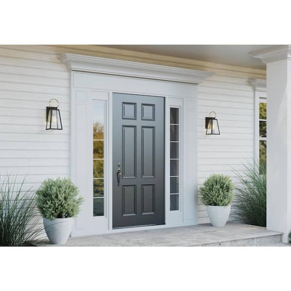 Barnett Collection 1-Light Antique Bronze Clear Glass Farmhouse Outdoor Small Wall Lantern Light