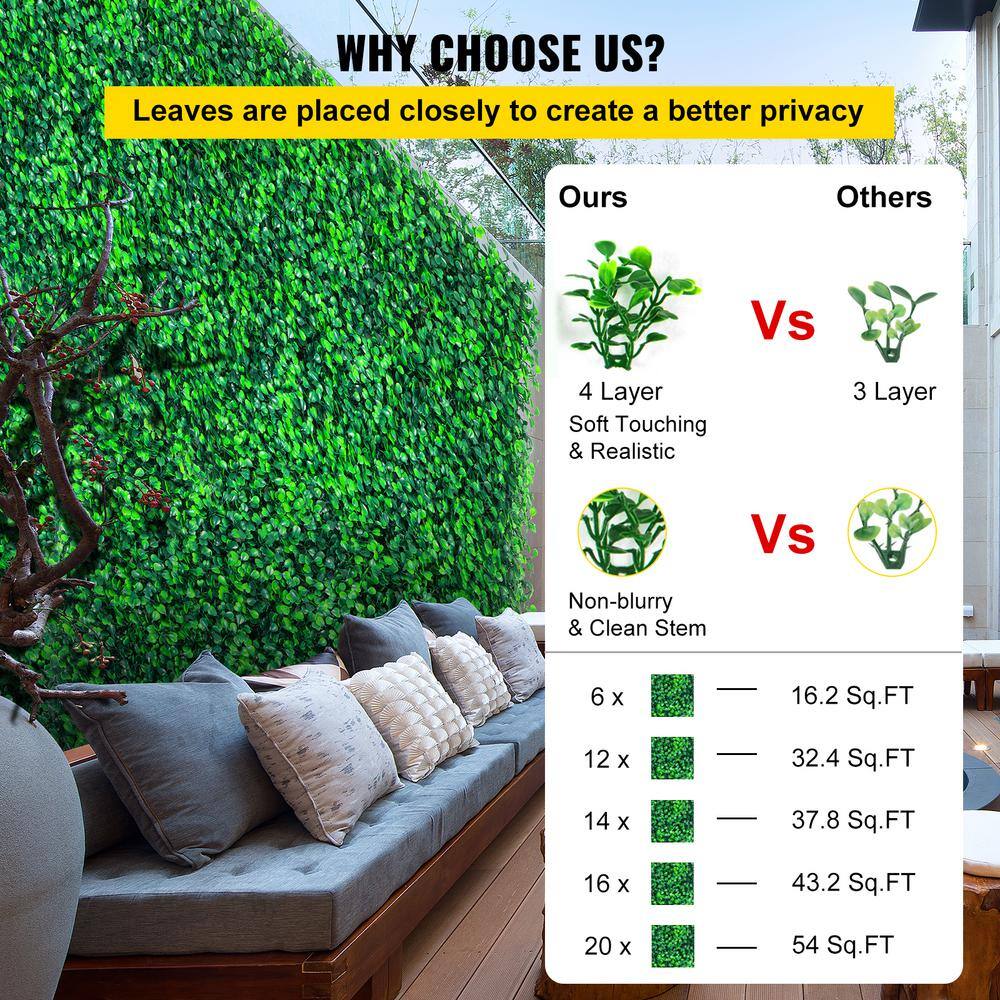 Green Artificial Boxwood Hedge Panels with Lights, 21"