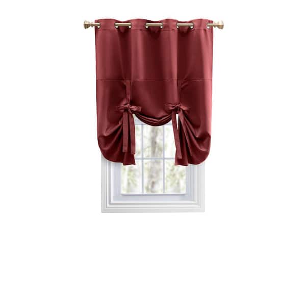 RICARDO Ultimate Blackout Garnet Solid 55 in. W x 63 in. L Grommet Blackout Curtain Tie Up Panel