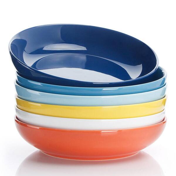 Sweese Porcelain Salad Pasta Bowls 22 Ounce, Set of 6, Hot Assorted ...