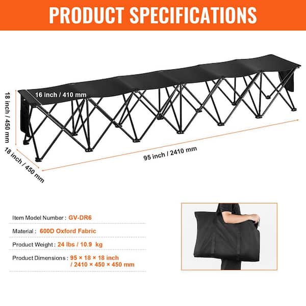 SKYSHALO Portable Folding Bench, Team Sport Sideline Bench, 6