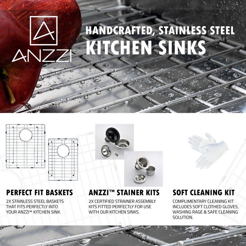 Elysian 33" Stainless Steel Double Bowl Farmhouse Sink