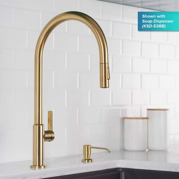 Kraus Oletto One-Handle Pull-Down Kitchen Faucet in Brushed Brass