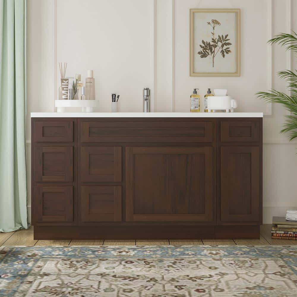 60 in. W x 21 in. D x 32.5 in. H Bath Vanity Cabinet without Top in Brown (Unassembled) price history on PriceWatchPro