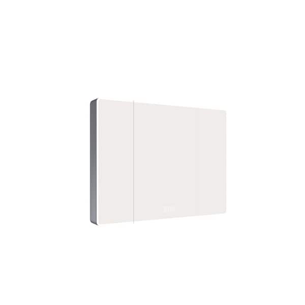 35.4 in. W x 27.6 in. H Rectangular Aluminium Medicine Cabinet with Mirror, LED Light, Cosmetic Rack, Defogging Function