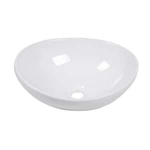 16 in. Ceramic Oval Vessel Bathroom Sink in White