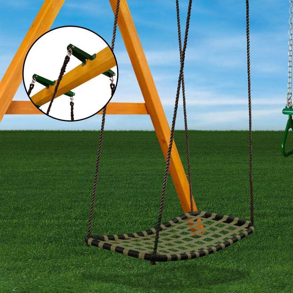 Green and Black Nylon Web Swing with Adjustable Glider Brackets