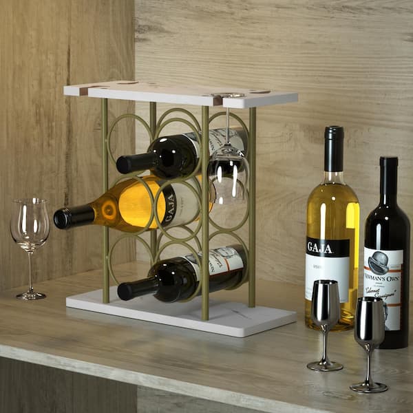Wine Glass Drying Rack and Bottle Holder, Natural Wood Bamboo Wine Rack,Perfect  for Wine Lovers and Guests