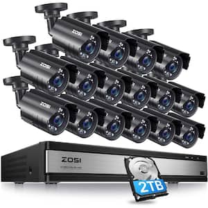 16-Channel 5MP-Lite 2TB DVR Security Camera System with 16 1080p Outdoor Wired Bullet Cameras