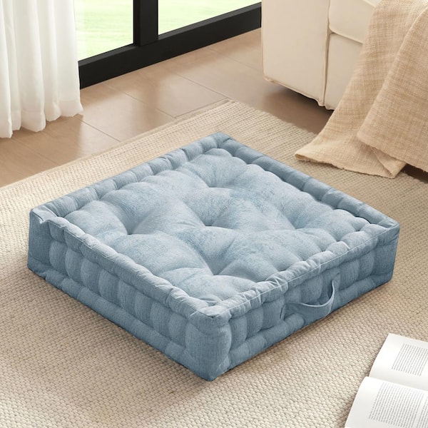 Charvi Aqua Polyester 24 in. x 24 in. Throw Pillow