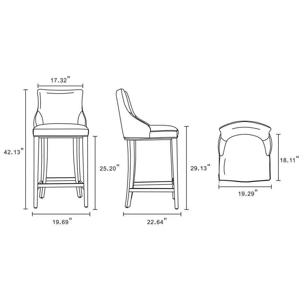Shubert Dark Taupe Leatherette Upholstered Barstool with Beech Wood Legs