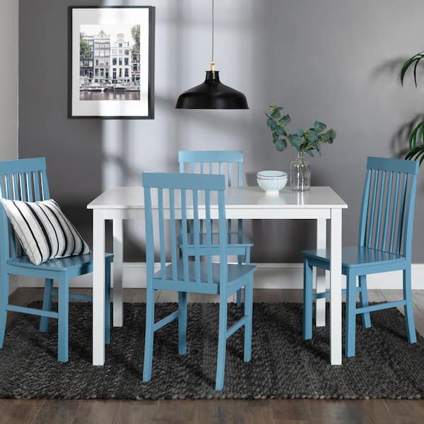Walker Edison Furniture Company 5 Piece, Blue Dining Room Set