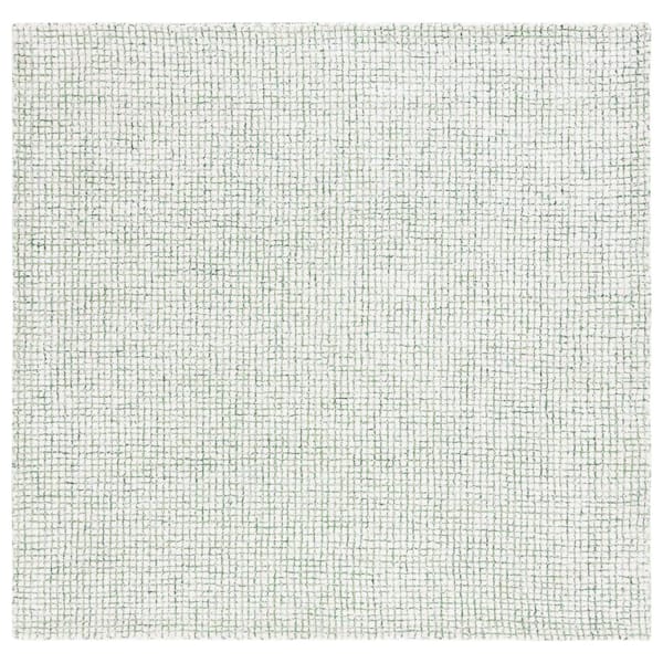 Abstract 4 ft. x 4 ft. Square Ivory/Green Geometric Gradient Area Rug