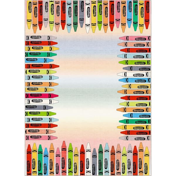 Crayola Crayon Parade Playroom Modern, Art work, Multi Color 5 ft. x 7 ft., Area Rug