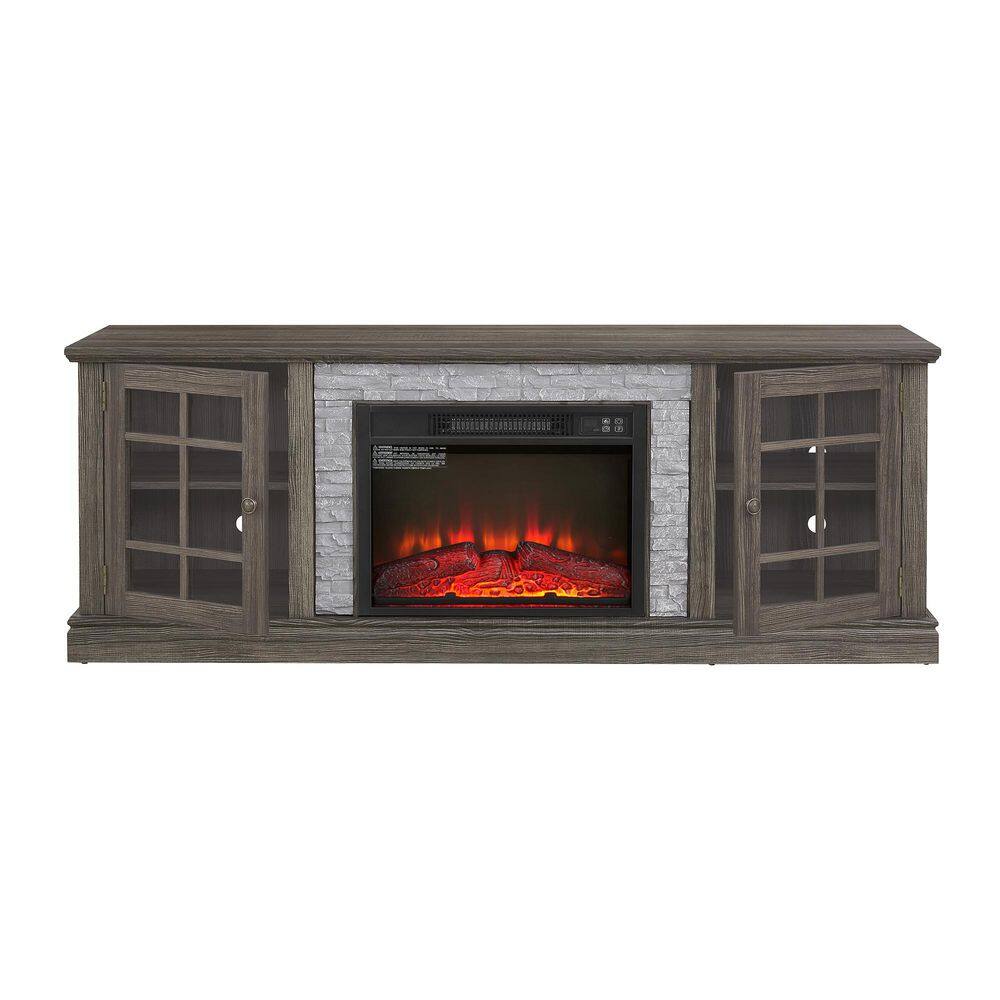 Modern 70 in. Freestanding Faux Stone 23 in. Electric Fireplace TV Stand Media Console Entertainment Center in Grey price history on PriceWatchPro