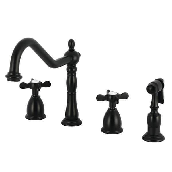 Essex 2-Handle Deck Mount Standard Kitchen Faucet in Matte Black