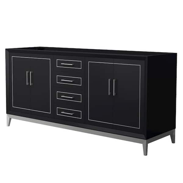 Wyndham Collection Marlena 71.75 in. W x 21.75 in. D x 34.5 in. H Double Bath Vanity Cabinet without Top in Black