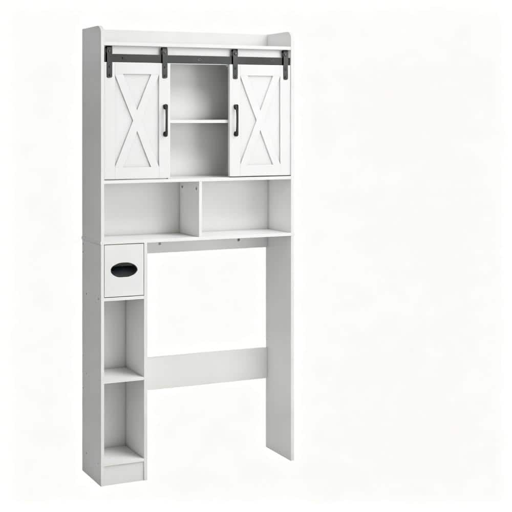 32.29 in. W x 67.79 in H x 7.71 in. D Wood in Gray Over The Toilet Storage Cabinet with Sliding Door price history on PriceWatchPro