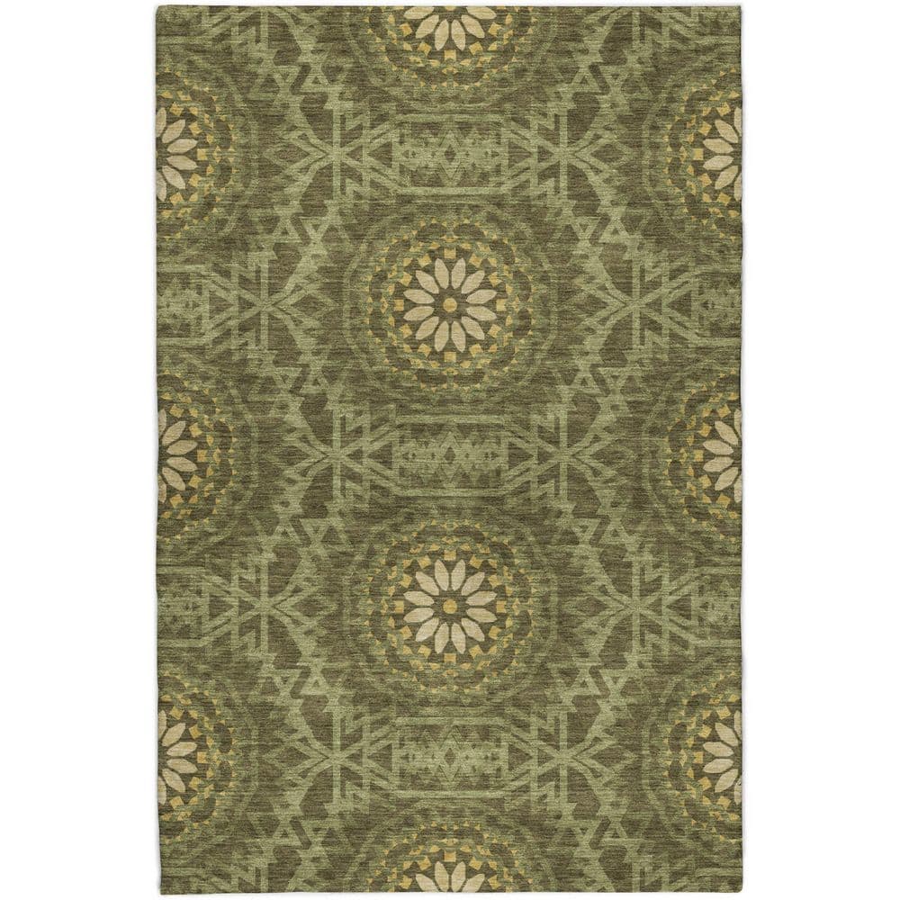 Dream Shag Premium Machine Washable Abstract ADS619 Olive 9 ft. x 12 ft. Area Rug price history on PriceWatchPro