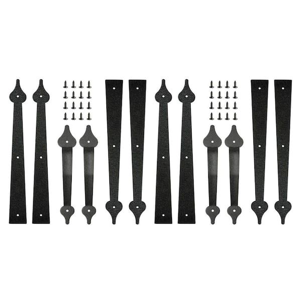 2-Pack Black Powder Coated, Rust Resistant Carbon Steel Garage Door Hardware Kit, Easy Indoor Outdoor Installation