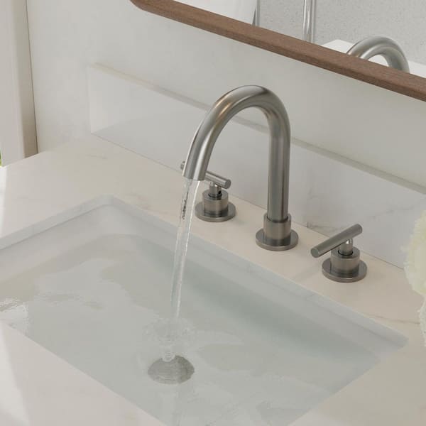 8 in. Widespread Double Handle Bathroom Faucet with 360° Swivel Spout in Brushed Nickel (Valve Included)