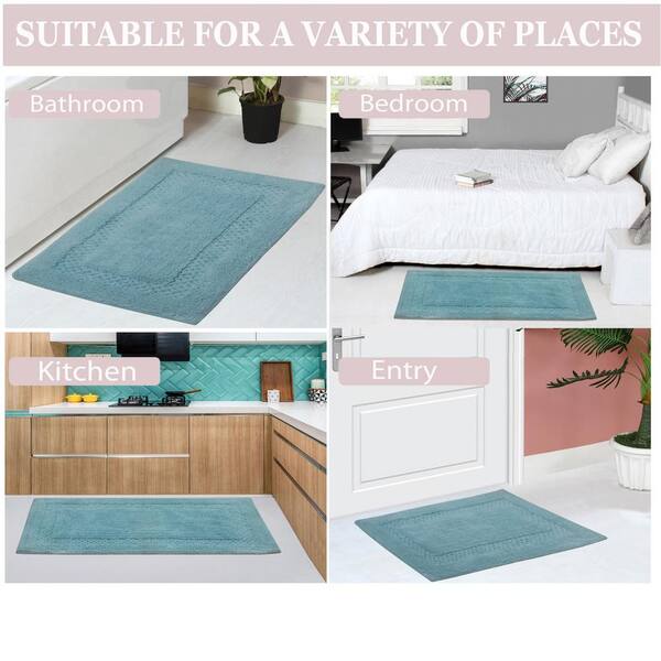 HOME WEAVERS INC Classy Bathmat Blue Cotton 5-Piece Bath Rug Set